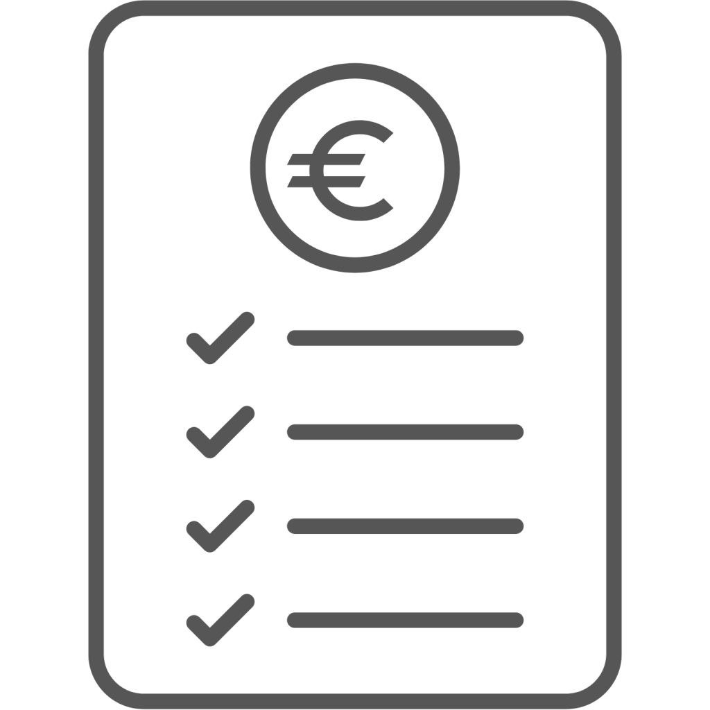 Icon Liste mit Eurozeichen