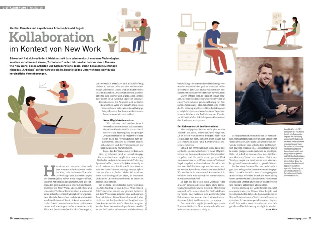 Fachartikel zum Thema Kollaboration im Kontext von New Work aus dem Magazin Möbelfertigung